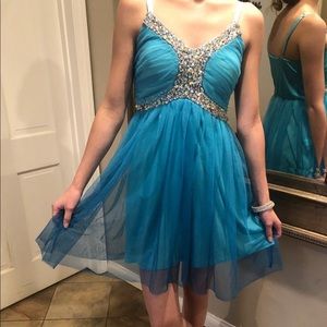 Turquoise/blue ombré cocktail dress